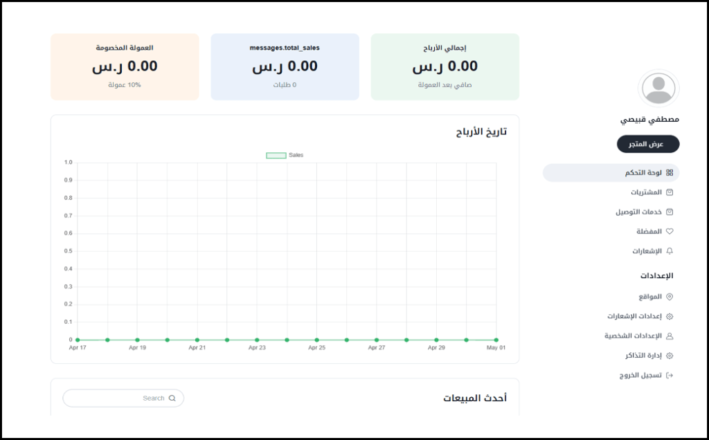 لوحة تحكم حراج الأنعام الإلكتروني